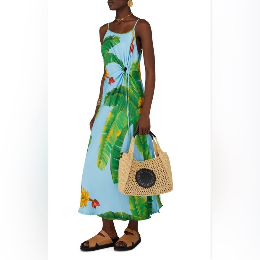 FARM Rio Blue and Green Tropical Midi Dress (NWT)